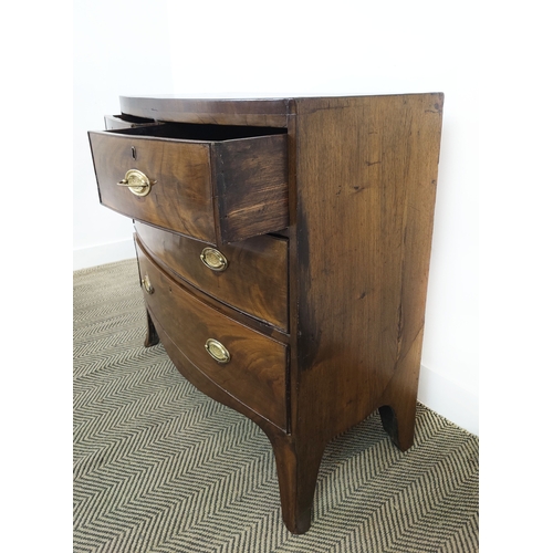 143 - BOWFRONT CHEST, Regency mahogany of four drawers, 88cm H x 90cm W x 45cm D.