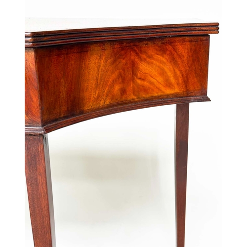 155 - HALL TABLE, George III design flame mahogany and boxwood inlaid with frieze drawer, shaped sides and... 