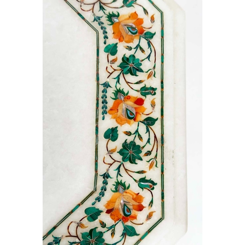 160 - MARBLE CENTRE TABLE, octagonal Indian marble floral border inset top and conforming octagonal pierce... 