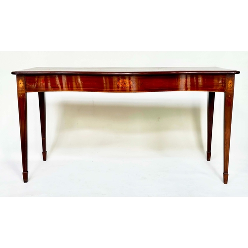 167 - SCOTTISH SERVING TABLE, 19th century flamed mahogany and inlaid of serpentine outline with rosette c... 