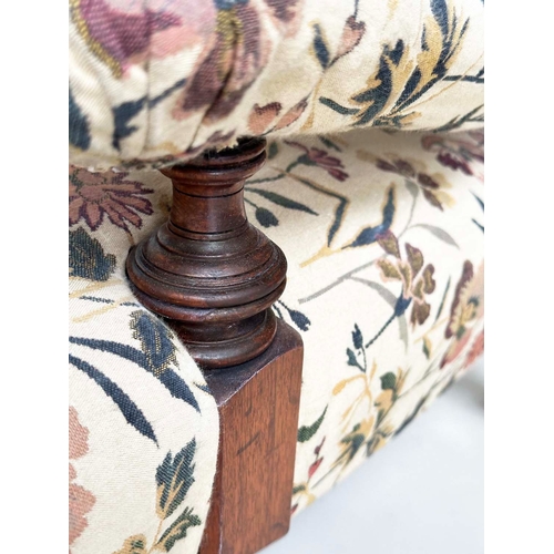 168 - ARMCHAIR, Victorian walnut, Howard style with floral tapestry manner upholstery, buttoned back and t... 