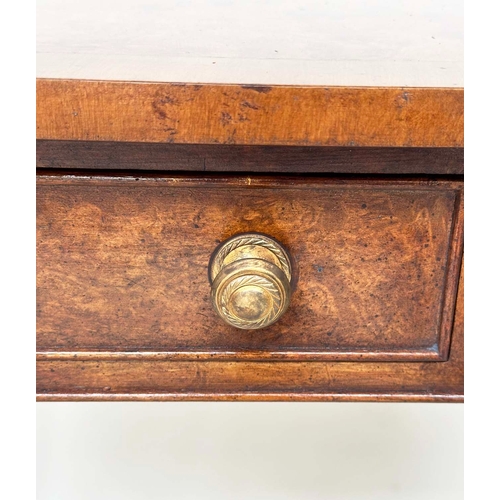 169 - HALL TABLE, George III design burr walnut and crossbanded with rounded ends, two frieze drawers and ... 