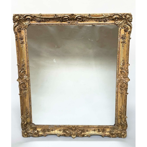 175 - WALL MIRROR, Victorian carved giltwood and composition rectangular with scrolling foliate motifs, 14... 