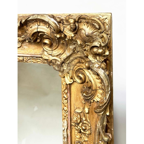 175 - WALL MIRROR, Victorian carved giltwood and composition rectangular with scrolling foliate motifs, 14... 