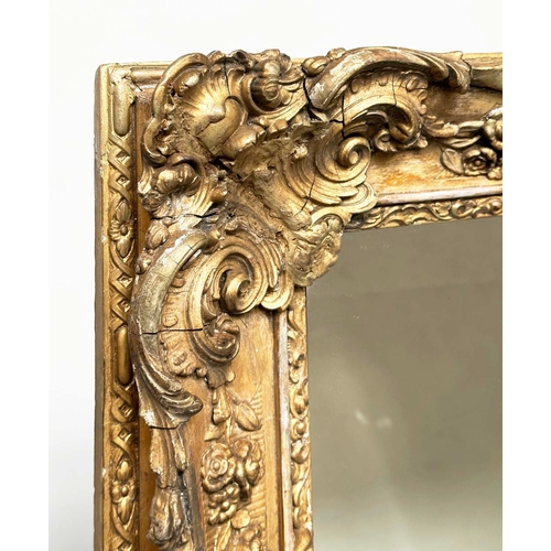 175 - WALL MIRROR, Victorian carved giltwood and composition rectangular with scrolling foliate motifs, 14... 