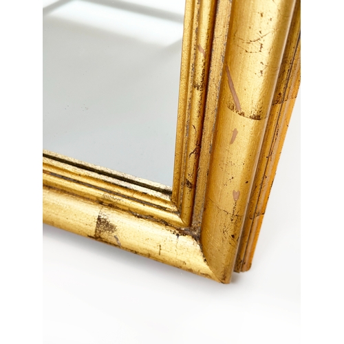 177 - WALL MIRROR, giltwood arched pane mirror, 101cm W x 152cm H.