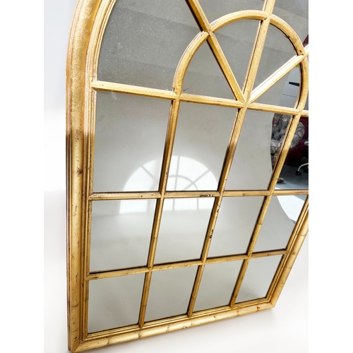 177 - WALL MIRROR, giltwood arched pane mirror, 101cm W x 152cm H.