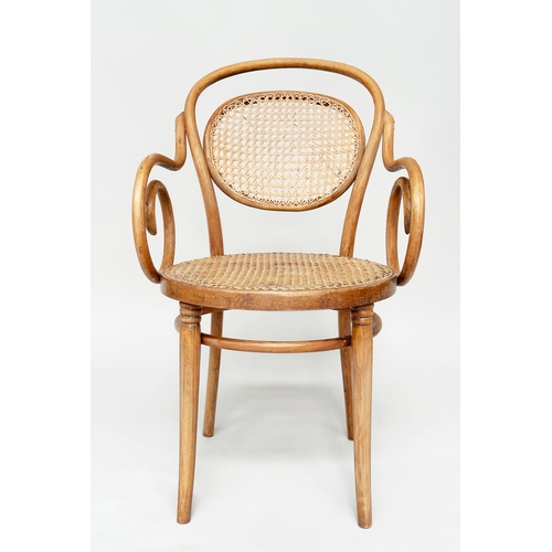 179 - KITCHEN CHAIRS, a set of six, beech framed and cane panelled, including two armchairs by Dinette,  9... 