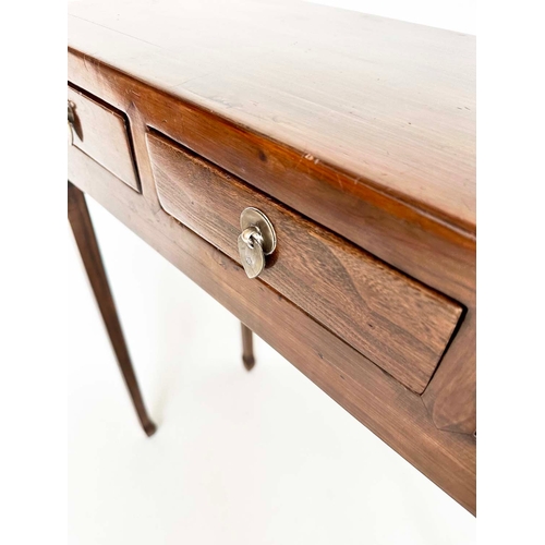 180 - HALL TABLE, vintage Chinese elm and silvered metal with four short drawers, 83cm H x 96cm W x 28cm D... 