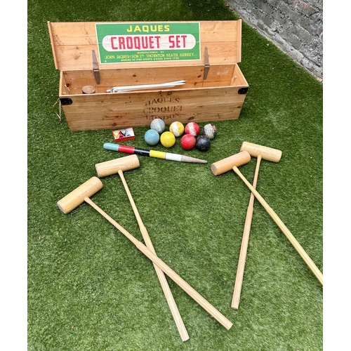 187 - CROQUET SET BY JACQUES, boxed set, 26cm H x 110cm W x 24cm D.