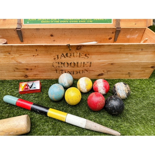 187 - CROQUET SET BY JACQUES, boxed set, 26cm H x 110cm W x 24cm D.