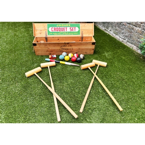 187 - CROQUET SET BY JACQUES, boxed set, 26cm H x 110cm W x 24cm D.