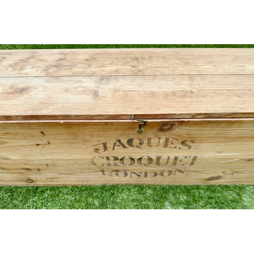 187 - CROQUET SET BY JACQUES, boxed set, 26cm H x 110cm W x 24cm D.