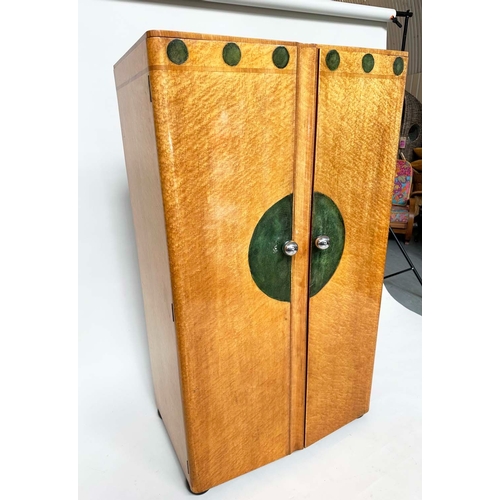 189 - ART DECO WARDROBE, burr maple and shagreen with two doors enclosing hanging space, 83cm W x 50cm D x... 