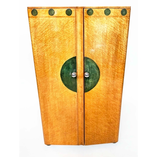 189 - ART DECO WARDROBE, burr maple and shagreen with two doors enclosing hanging space, 83cm W x 50cm D x... 