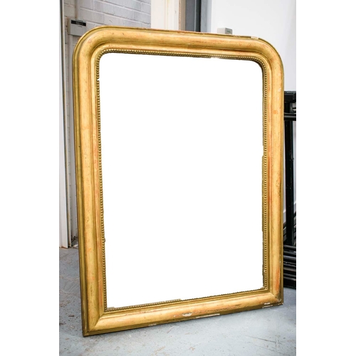 193 - WALL MIRROR, Louis Philippe giltwood with arched rectangular frame, 127cm H x 97cm W.