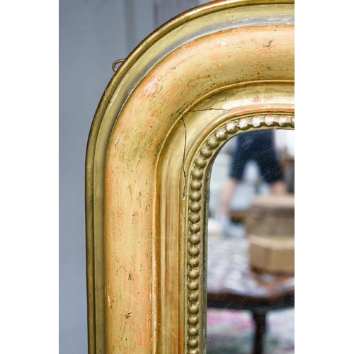 193 - WALL MIRROR, Louis Philippe giltwood with arched rectangular frame, 127cm H x 97cm W.