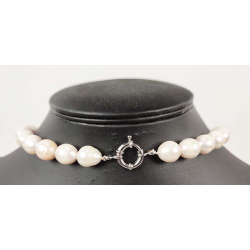 24 - A BAROQUE PEARL SINGLE STRAND NECKLACE, set with large 13mm to 15mm white pearls, AAA grade (approx.... 