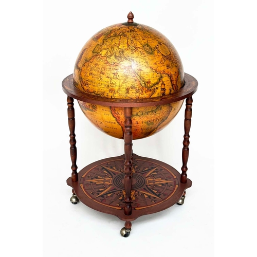 291 - GLOBE COCKTAIL CABINET, in the form an Antique Terrestrial Globe on stand, fitted interior, 90cm H.
