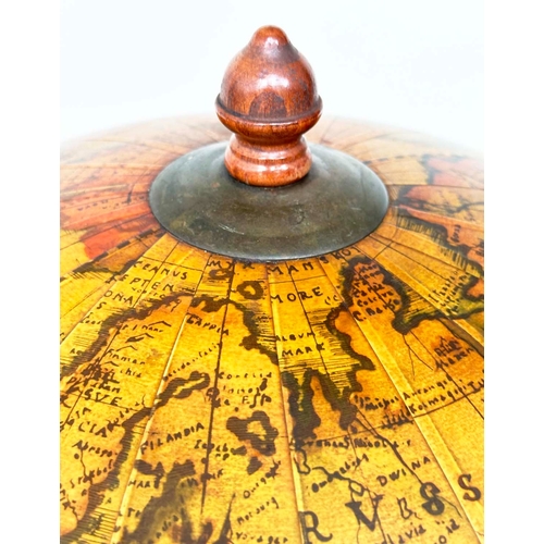 291 - GLOBE COCKTAIL CABINET, in the form an Antique Terrestrial Globe on stand, fitted interior, 90cm H.