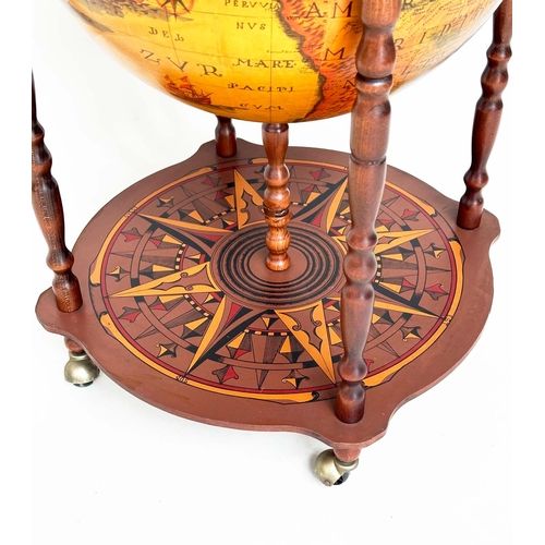 291 - GLOBE COCKTAIL CABINET, in the form an Antique Terrestrial Globe on stand, fitted interior, 90cm H.