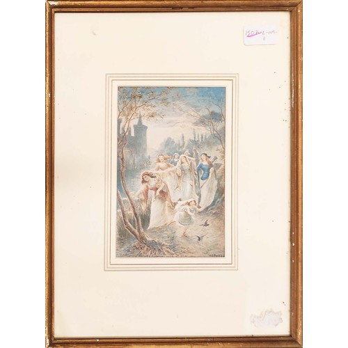 49 - H S PERCY, series of four, 'Illustrations from a Romanic novel', watercolour, 18cm x 12cm. (4)