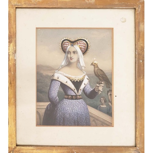 72 - BENJAMIN EYLES AFTER HAROLD O'NEIL, 'Mary Queen of Scots and other female portraits', coloured engra... 