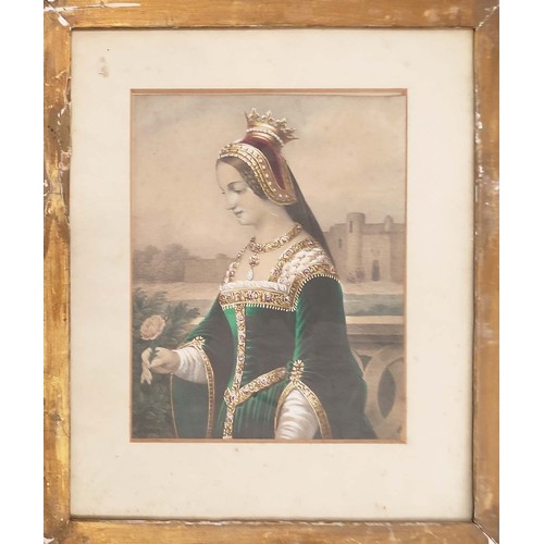 72 - BENJAMIN EYLES AFTER HAROLD O'NEIL, 'Mary Queen of Scots and other female portraits', coloured engra... 