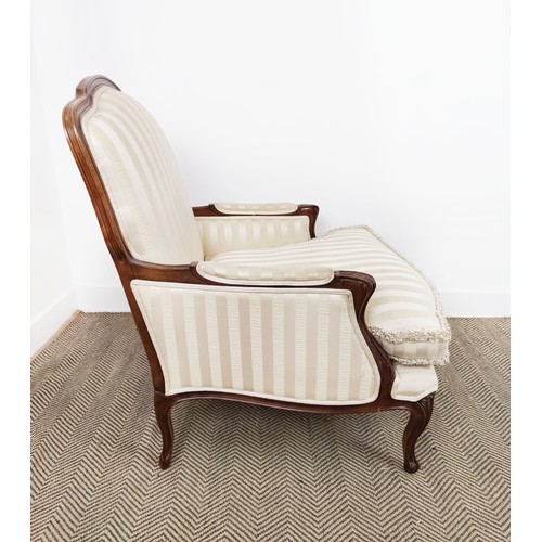 461 - ARMCHAIR, French style, striped fabric upholstered, 78cm W.