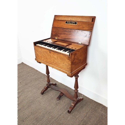 196 - HARMONIUM BY BRADER AND SONS, 19th century walnut and beechwood, 80cm H x 60cm W x 30cm D.