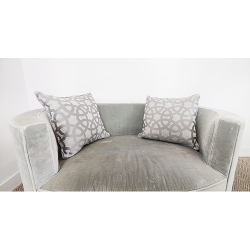 473 - WINDOW SEAT, grey velvet upholstered, with 2 seater cushions, 126cm W.