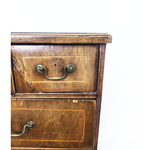 195 - CHEST, George II walnut and boxwood strung containing six drawers, 95cm H x 94cm W x 50cm D.