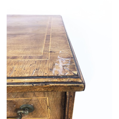 195 - CHEST, George II walnut and boxwood strung containing six drawers, 95cm H x 94cm W x 50cm D.