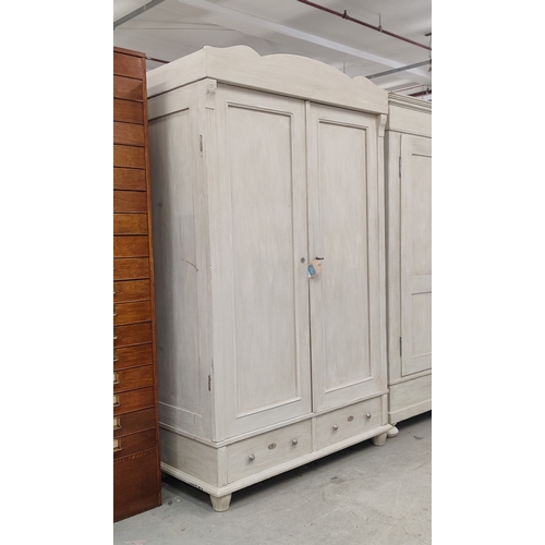 145 - ARMOIRE, 19th century French traditionally grey painted, 205cm H x 120cm W x 62cm D.