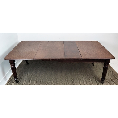 142 - DINING TABLE, George IV plum pudding mahogany with extra leaf and an associated stained pine leaf, 7... 