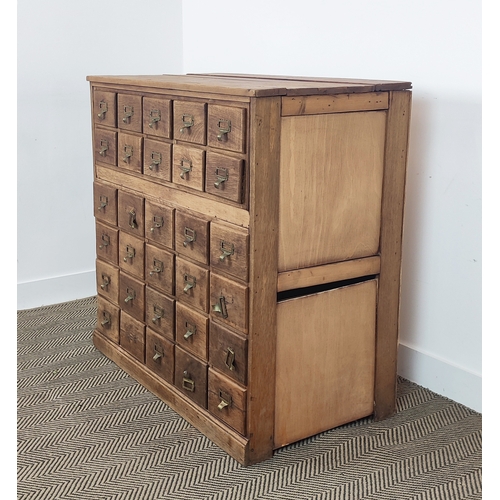 139 - EARLY 20TH CENTURY OAK AND PINE FILING CHEST, fitted with thirty drawers, 102cm H x 103cm x 52cm D.