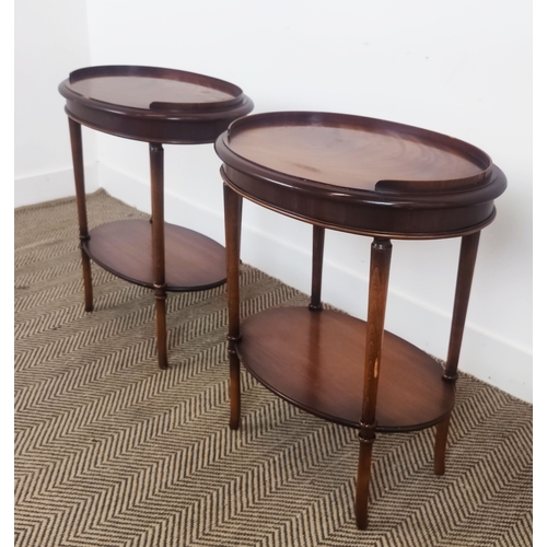 136 - LAMP TABLES, a pair, mahogany and beechwood with two oval tiers, 64cm H x 55cm W x 38cm D. (2)