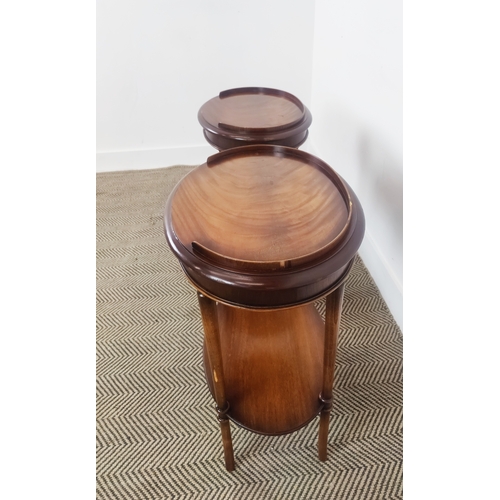 136 - LAMP TABLES, a pair, mahogany and beechwood with two oval tiers, 64cm H x 55cm W x 38cm D. (2)