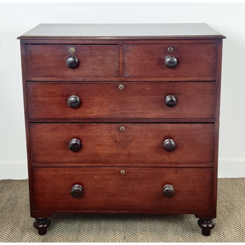 133 - CHEST, George IV mahogany with later burr walnut crossbanded top above five drawers, 104cm H x 93cm ... 