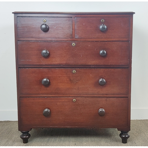 133 - CHEST, George IV mahogany with later burr walnut crossbanded top above five drawers, 104cm H x 93cm ... 