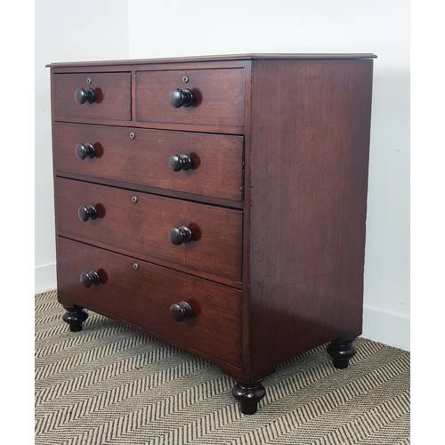 133 - CHEST, George IV mahogany with later burr walnut crossbanded top above five drawers, 104cm H x 93cm ... 