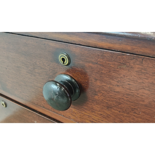 133 - CHEST, George IV mahogany with later burr walnut crossbanded top above five drawers, 104cm H x 93cm ... 