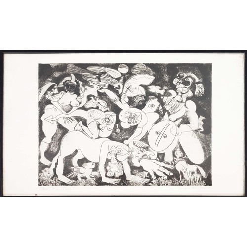 95A - ROBERT MACDONALD (b1935), 'Dragon Harvest, 1981, etching, signed and numbered 1/25, 42cm x 50cm, fra... 