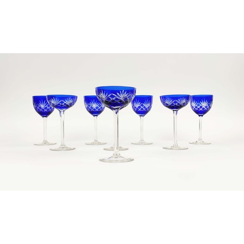 12A - A Set of 8x VAL ST LAMBERT STYLE CUT GLASSWARE, four wine glasses, 18cm H, four champagne glasses, 1... 