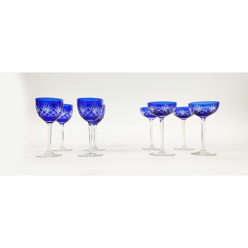 12A - A Set of 8x VAL ST LAMBERT STYLE CUT GLASSWARE, four wine glasses, 18cm H, four champagne glasses, 1... 