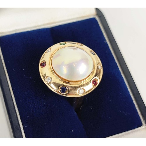 15 - CHRISTOPHER MILTON STEVENS; AN 18CT GOLD PEARL AND DIAMOND SET PENDANT, fitted on a 9ct gold chain, ... 