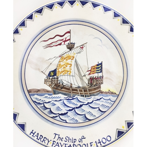 1 - POOLE POTTERY CHARGER, 'The ship of Henry Paye, Poole 1400', ship drawn by Arthur Bradbury, painted ... 