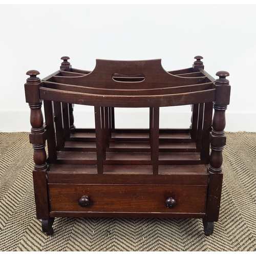 129 - CANTERBURY, Regency mahogany with drawer and brass castors, 53cm H x 51cm W x 36cm D.