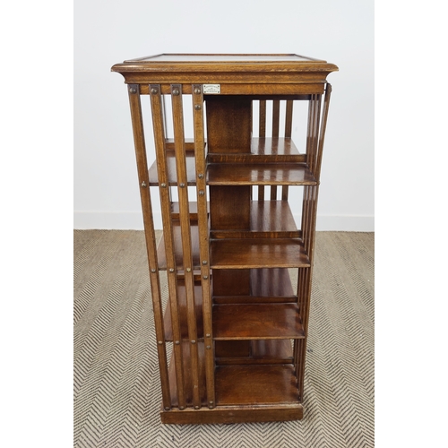 130 - REVOLVING BOOKCASE, Edwardian oak, makers plaque for A. Gardner and Son, Jamaica St, Glasgow, 122cm ... 