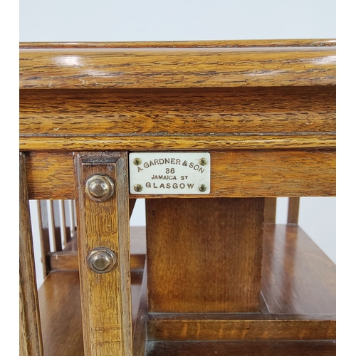 130 - REVOLVING BOOKCASE, Edwardian oak, makers plaque for A. Gardner and Son, Jamaica St, Glasgow, 122cm ... 